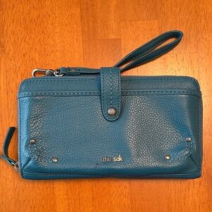 The Sak Blue Leather Wristlet